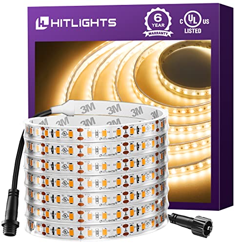 Outdoor LED Strip Lights Waterproof 3000K, 16.4ft IP67 High Density LED Tape Light, 600 LEDs/Reel, 252~300LM/ft, UL-Listed, 12V Dimmable Rope Lights for Home, Balcony, Roof, Backyard, Patio, Garden Outdoor LED Strip Lights Waterproof 3000K, 16.4ft IP67 High Density LED Tape Light, 600 LEDs/Reel, 252~300LM/ft, UL-Listed, 12V Dimmable Rope Lights for Home, Balcony, Roof, Backyard, Patio, Garden