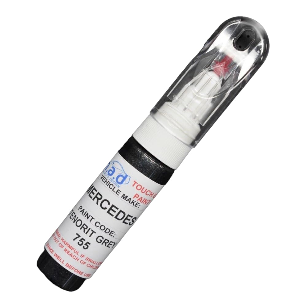 M.a.d Myldan Auto Design Paint Only Car Touch Up Paint Pen Compatible With Mercedes Benz Tenorit Grey 755 A C E Class Amg - 20Ml Precision Scratch Repair Kit With Needle & Brush - Uk Mixed Automotive (Paint Only)