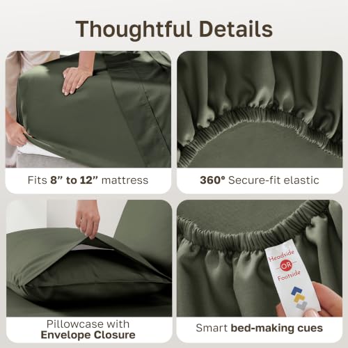Image of Soft Natural 100% Cotton Sateen Dorm Sheets Twin XL Set, 3 Pc Set