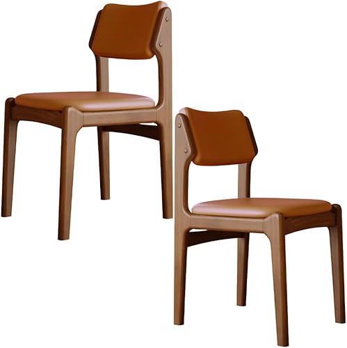 Miniatura 46 de YVYKFZD Wooden Dining Chairs Set, Leather Dining Room Chair with Back, Upholstered Kitchen Chairs, Armless Living Room Chair, for Bedroom Offices