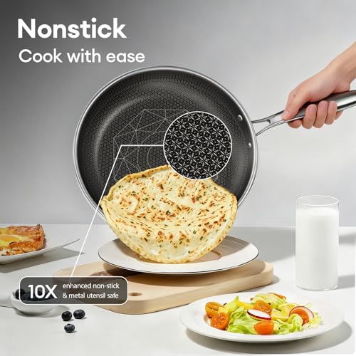 Image of COOKER KING Stainless Steel Cookware Set, Pots and Pans Set Non Stick, Frying Pans, Saucepan, Saute Pan & Stock Pot, Non Toxic, Induction, Oven, Dishwasher Safe, PFOA Free