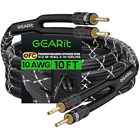 GearIT 10AWG Speaker Cable with Banana Plugs Cover