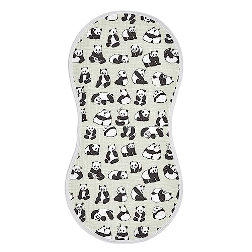 Panda Muslin Baby Burp Cloths - Super Absorbent and Soft Burping Rags - Cotton Burp Clothes Set for Boys and Girls, 2 Pack