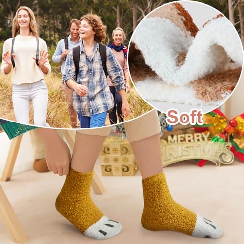 Image of kissleaf Thick Warm Fuzzy Socks for Women 5 Pairs Fluffy Cozy Womens Socks Winter Cute Slipper Socks for Women Gift