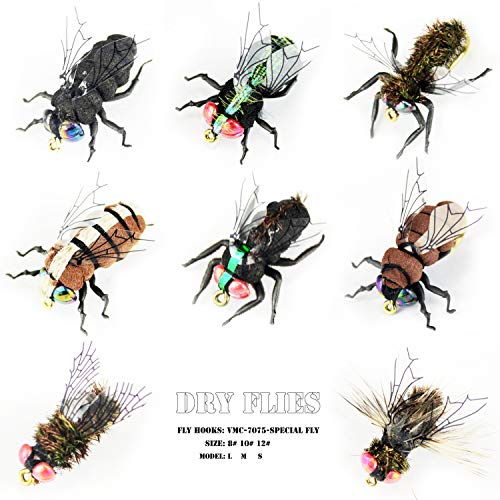 YAZHIDA Realistic Flies Fly Fishing Flies kit - Handmade Dry/Wet/Fly Fishing Lures (Fly Fishing Flies Collection)