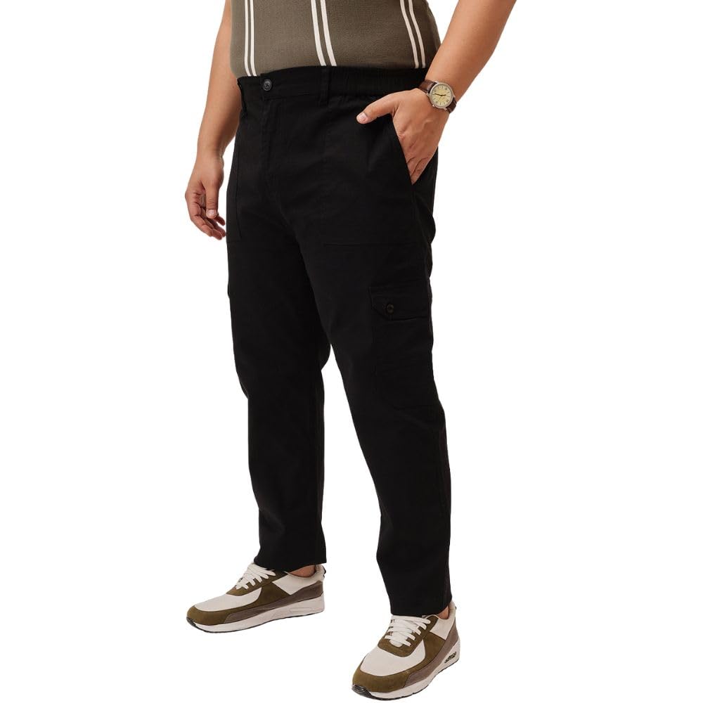 Men Plus Size Stretch Cotton Cargo Trousers 6 Pocket Regular Fit 3XL-10XL-image-19