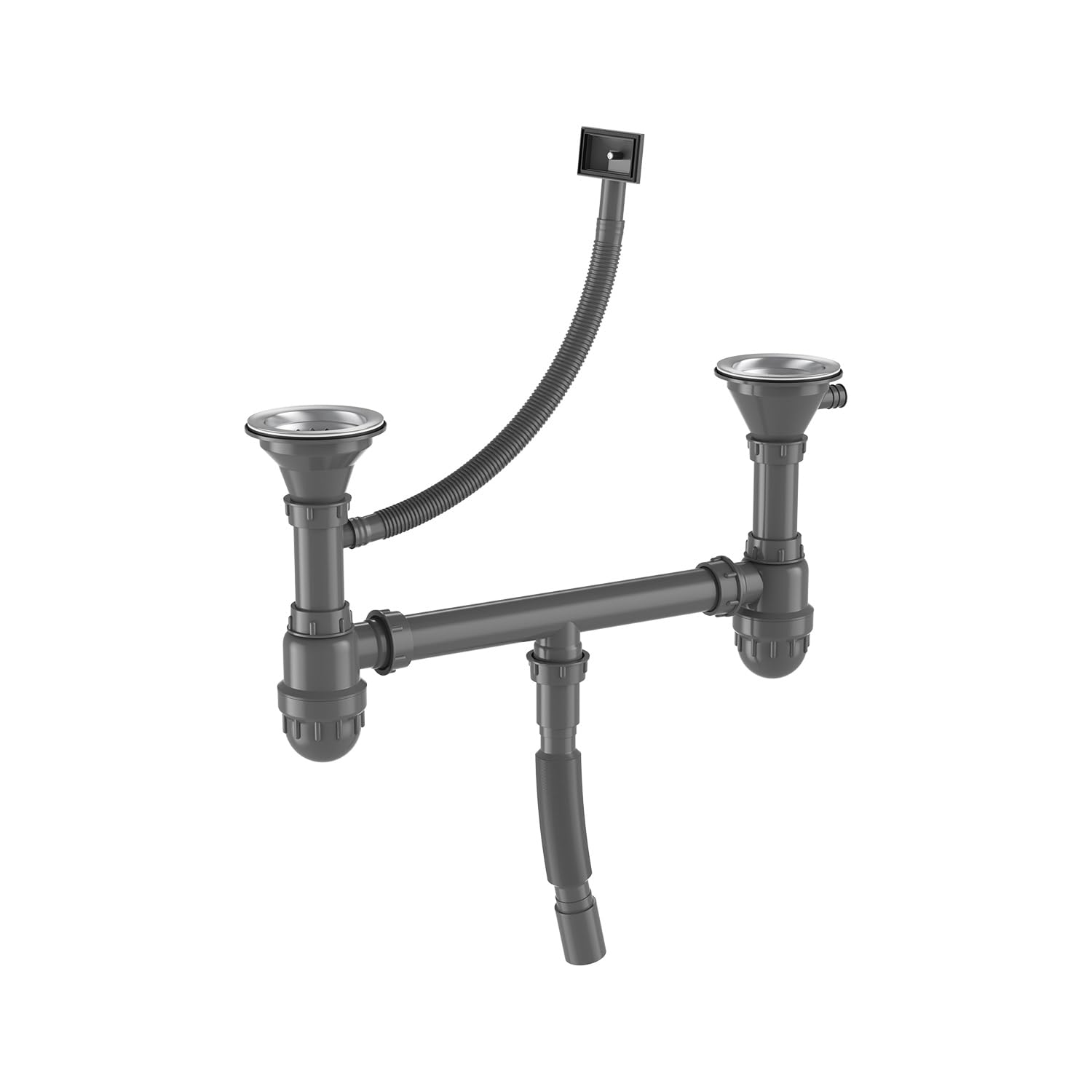 Lavello Cucina 1 Vasca con Set di Drenaggio, Lavabo Cucina con 2 Fori, Acciaio Inox (Acciaio inossidabile, 80 * 50)