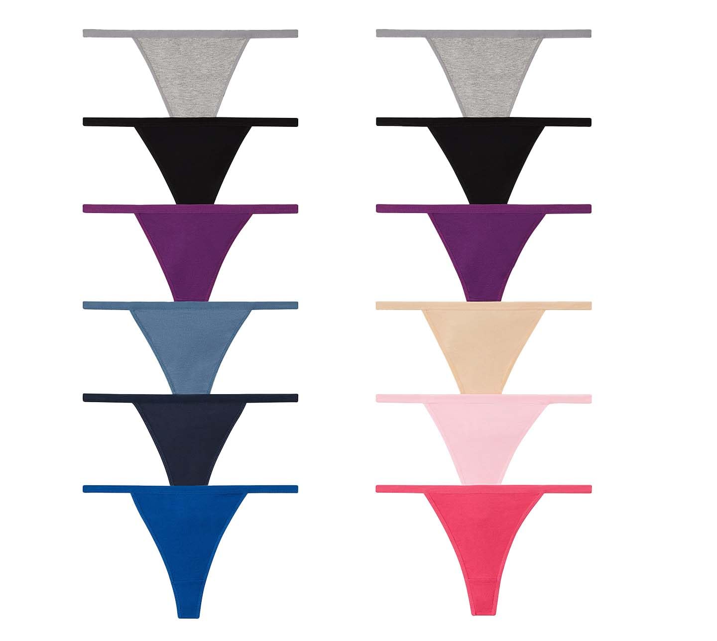 Nabtos Ropa interior sexy de algodón para mujer, tanga con espalda en T, lencería (paquete de 6)