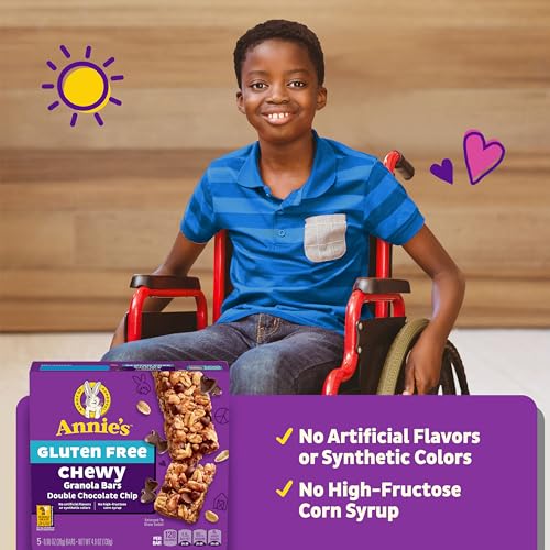 Image of Annie's Gluten Free Chewy Granola Bars, Double Chocolate Chip, 5 Bars, 4.9 oz (Pack of 12)