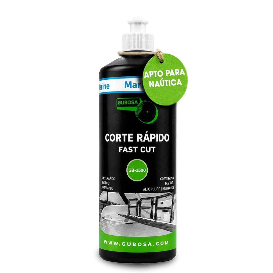 Pulimento nautico corte rapido gelcoat eliminador de oxido metal quita oxido abrillantador barco para pulidora restaurador pintura nautica cascos cubiertas kit botella 1L + pad 180mm | GUBOSA