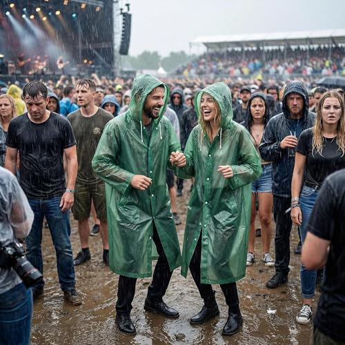 welsberg Regenponcho mit Kapuze, Damen und Herren Wasserdicht Atmungsaktiv Regenjacke Reganmantel Regenschutz für Konzert Festival Camping Wandern Angeln Sport, Grün