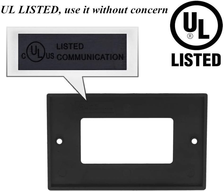 VCE Brush Wall Plate, Single Gang Brush Plates Cable Pass Through for Covering Wall Hole with TV/HDMI/Ethernet Wires, 2 Pack in Black - Image 5