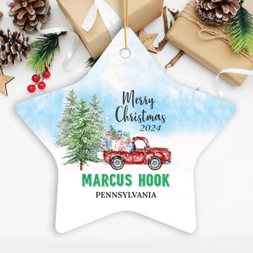 Christmas Ornament Marcus Hook PA Ornaments Gifts Ideas Marcus Hook Pennsylvania New Home Town 2024 Keepsake Housewarming for Family Friend Star 3''