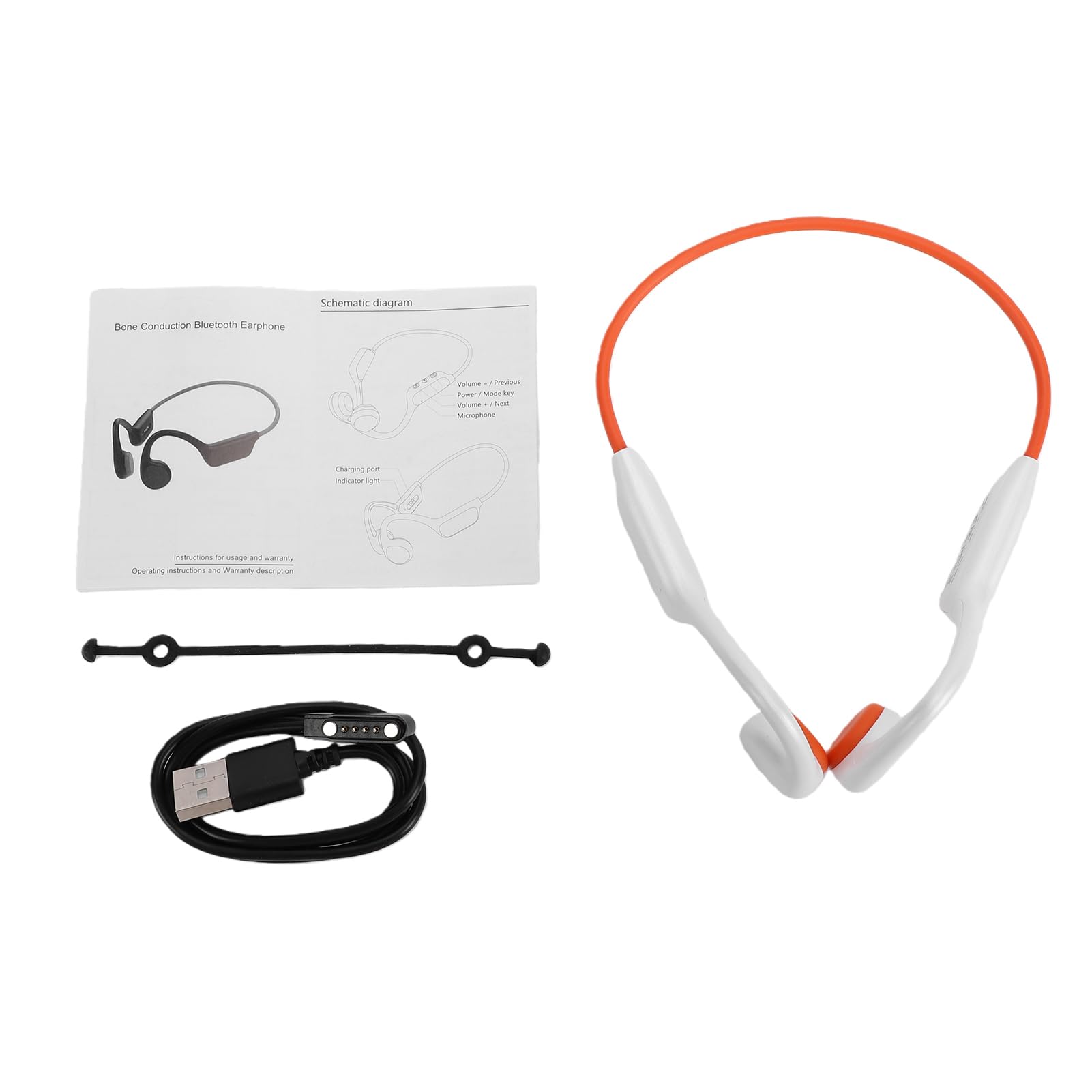 XUMIUZIY Cuffie a Conduzione Ossea, Auricolari Bluetooth 5.4 IPX8 Resistenti All'acqua per la Corsa in Palestra, Allenamento in Bicicletta (Bianco Arancio)