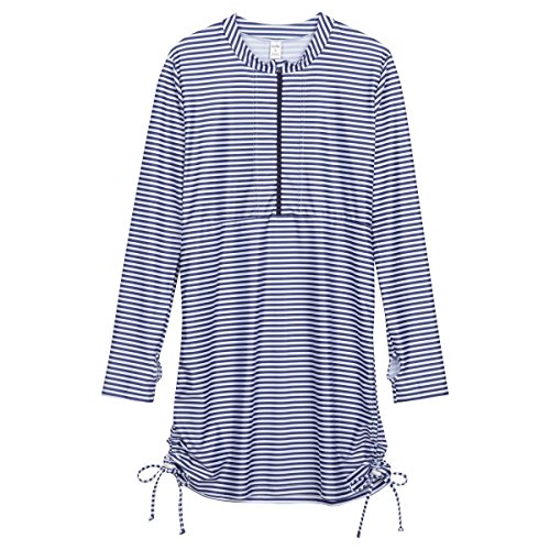 SwimZip Womens Swimsuit Swim Dress Cover Up UPF 50+ White Stripe XS