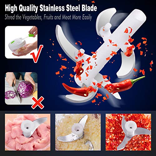 Manual Food Chopper, Easy Hand Pull Pro Onion Chopper, Large Capacity Handheld String Food Processor/Mixer/Blender for Veggie, Garlic, Meat, Salsa Maker