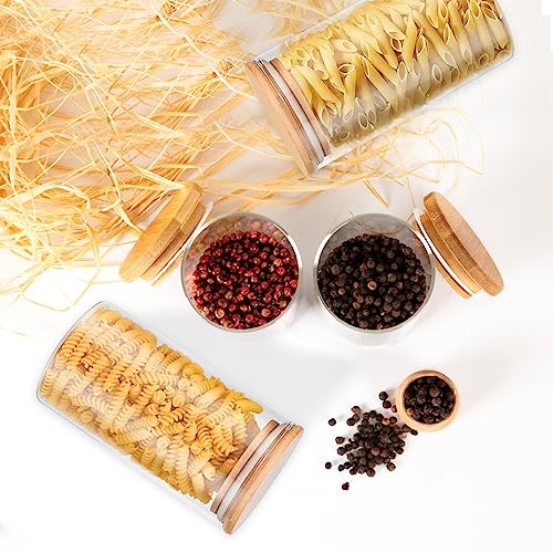 Foto von Gigmeta Vorratsgläser mit Deckel 4er Set 800/1200ml Vorratsdosen aus Glas mit Bambusdeckel, Küche luftdicht Aufbewahrungsgläser Gewürzgläser, aus Verstärktem Borosilikatglas Glasbehälter Set