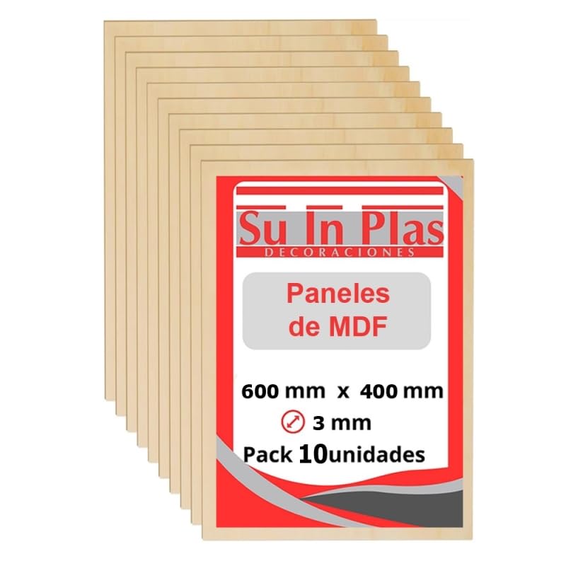 SUINPLAS DECORACIONES Tablero MDF 600x400X3mm (10ud) Corte Laser