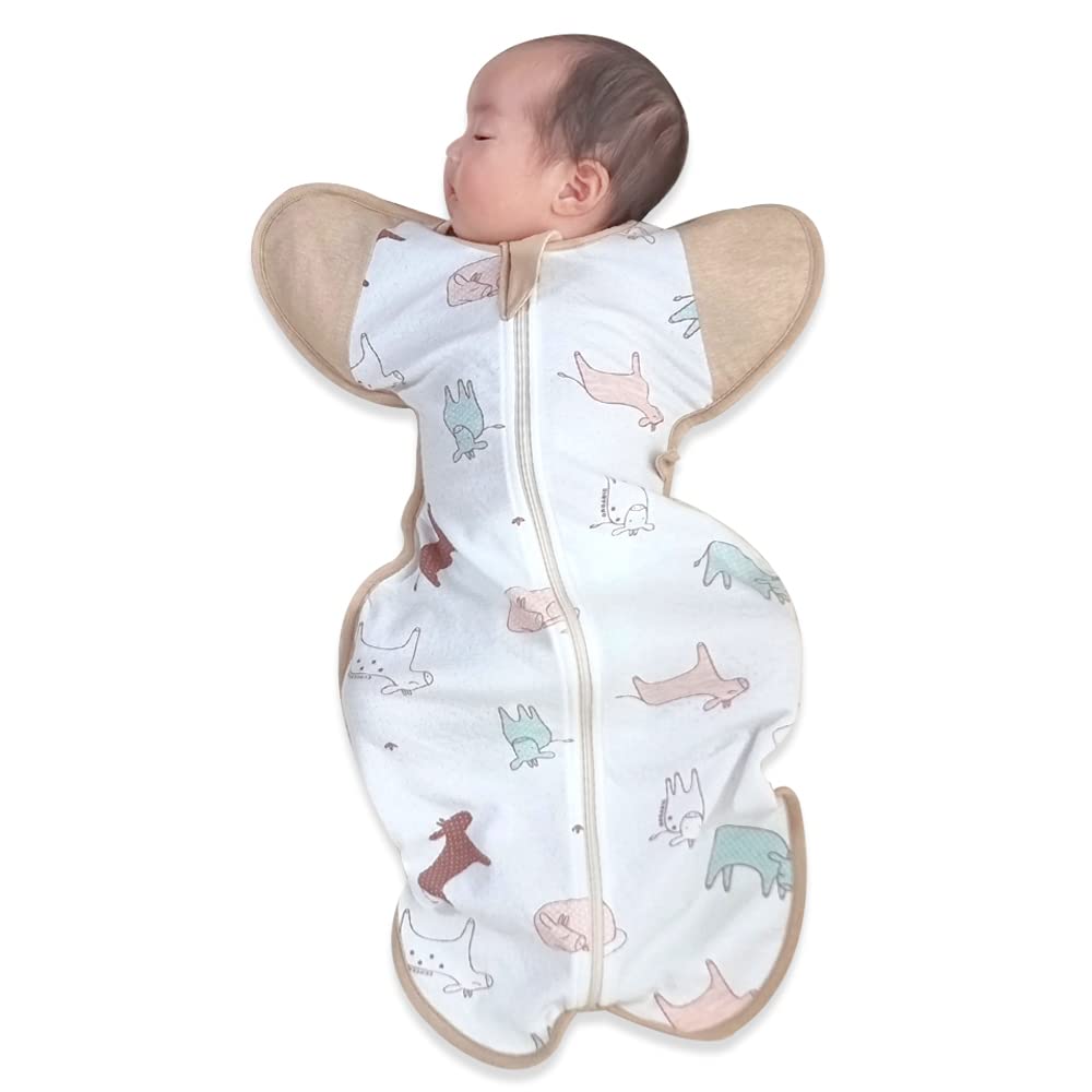 Baby Swaddle, All Season Soft 100% Organic GOTS Cotton, Squirrel, Small, 0-3 momths, 7-13 lbs, Transition, Newborn Sleep Sack, Dramatically Better Sleep