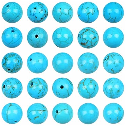 AD Beads 8mm Natural Round Loose Beads 110 Pieces, for Making 108 Mala Prayer Beads Necklace, Bracelet & Yoga Meditation, Jewelry Design (Blue Turquoise) Cover