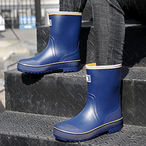 Image of HSBDNZQ Rain Boots for Men, Waterproof Mens Rubber Boots with PVC Unique Design, Comfort Lightweight Work Mud Boots, Resistant Durable Slip Garden Boots for Farming Gardening Fishing