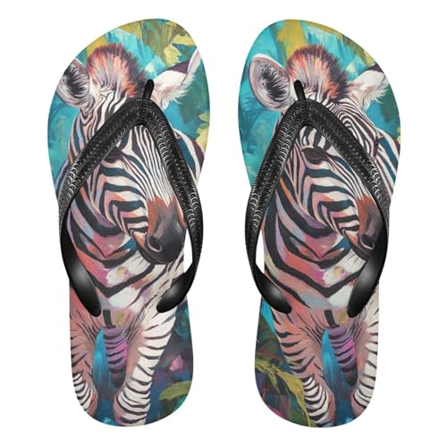 Zebra Flowers Leaves Flip Flop Beach Summer Casual Sandal for Women & Men Shower Shoes 20858560