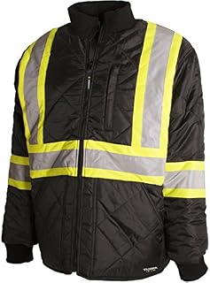 Terra 116505BKM High-Visibility Quilted And Lined Reflective Safety Freezer Jacket, Black, Medium