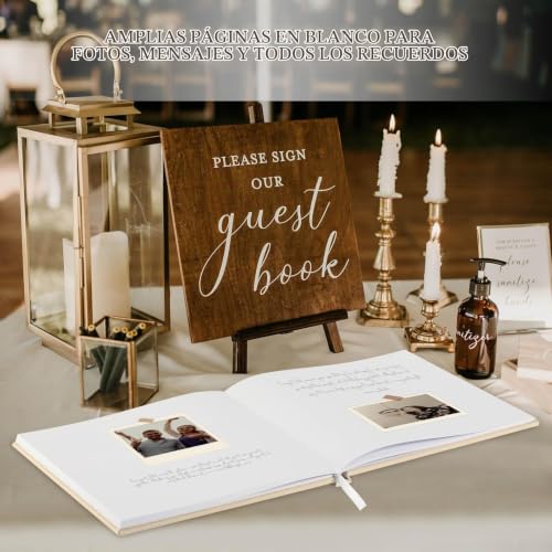 Miniatura 4 de Lanpn Libro De Visitas De Boda En Blanco, Libro Firmas Boda De Lino, Libros De Firmas Para Bodas, Aniversario, Bautizos, Cumpleaños, Libro De Recuerdos, Álbum De Invitados De Boda 108 Páginas, Verde
