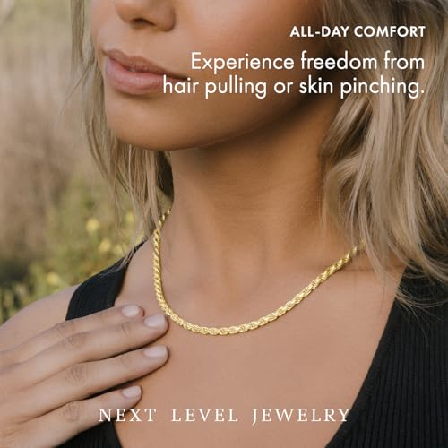 Next Level Jewelry Solid 14K Gold Vermeil Sterling Silver Rope Diamond-Cut Necklace Chains 1.5MM - 5.5MM, Gold Rope Chain Men Women, Gold Rope Necklace4