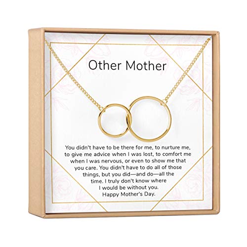 Stepmom Necklace - Heartfelt Card & Jewelry Gift for Birthday, Holidays & More (Interlocking Circles, Gold)
