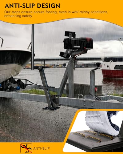 Aupar Heavy-Duty Boat Trailer Steps with Handle, Universal Fits for Trailers Tongue Step