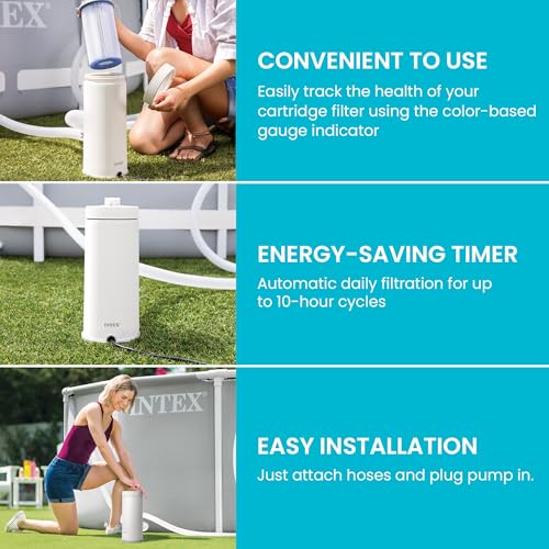 Image of INTEX Krystal Clear 1,000 GPH Cartridge Filter Pump for Above Ground Pools