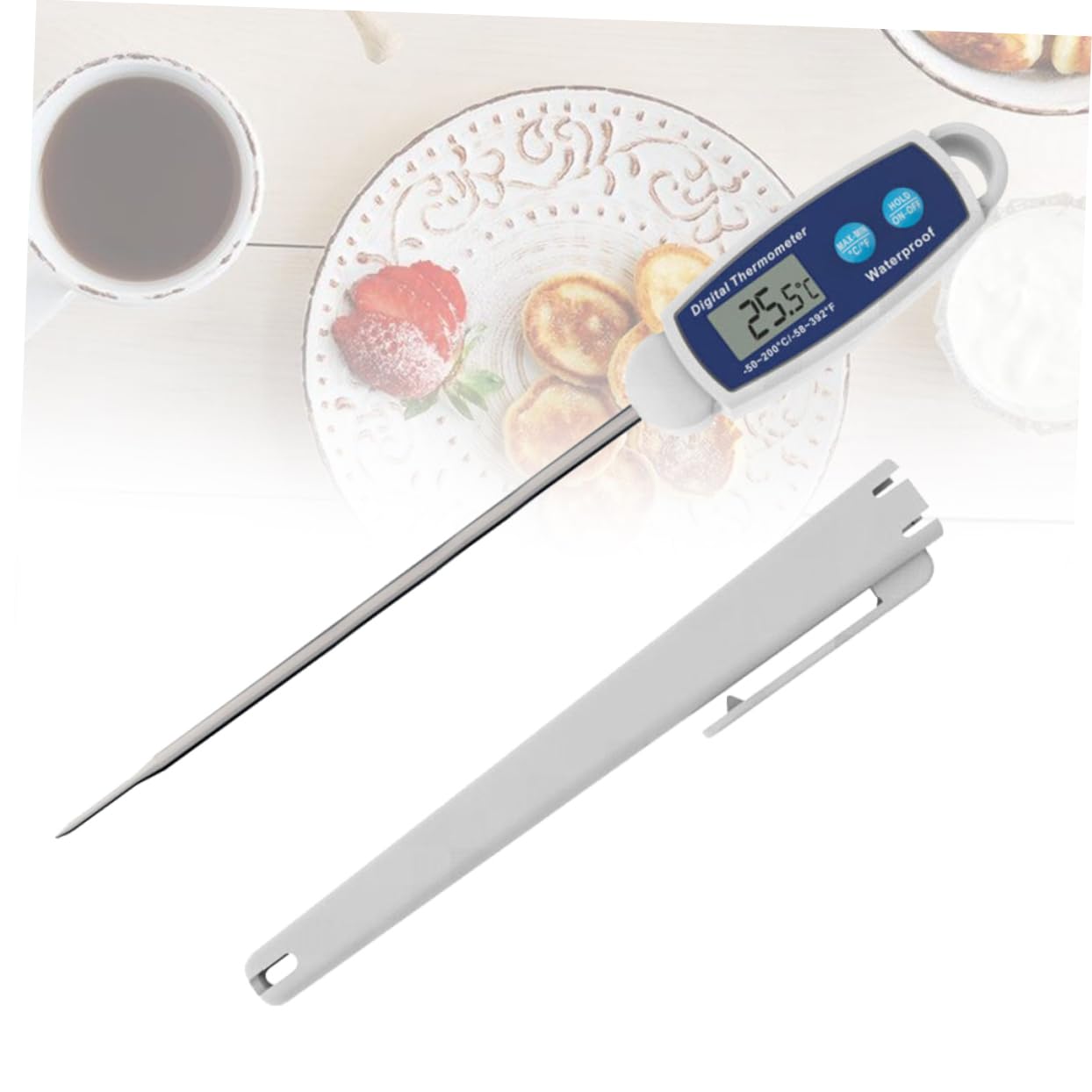 Termómetro para Alimentos Digital Multifuncional Termómetro de Cocina para Hornear Barbacoa con Tapa Uso Diario el Hogar