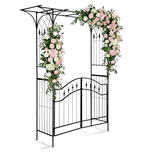HOBBYZOO Arche de Jardin 208x179x51cm - Arche de rosiers adaptée aux Plantes grimpantes, Toit Plat Unique avec Porte intégrée, idéal pour la décoration extérieure