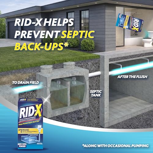 RID-X Septic Tank Treatment Enzymes, 8 Month Supply Powder (8 Packs x 1 Month Supply), 78.4oz