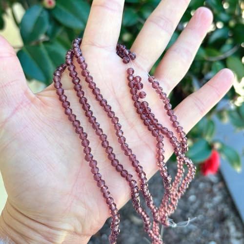 Image of 1000pcs Czech Faceted Rondelle Crystal Glass Beads 4mm Small Tiny Bulk Burgundy Red
