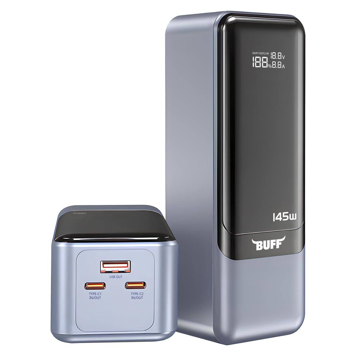 BUFF LABS BP16 145W Dijital Ekranlı 27000 mAh Powerbank, Laptop, Macbook, iPad Taşınabilir Hızlı Şarj Cihazı