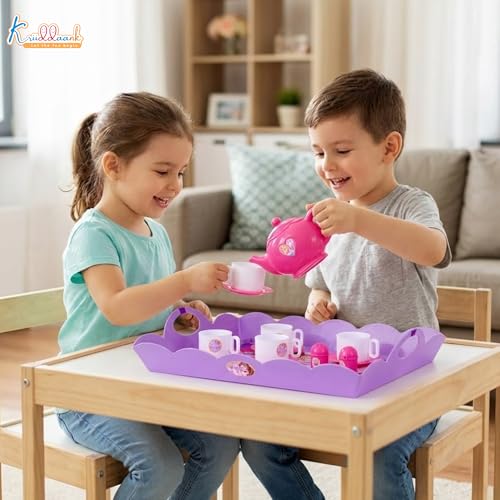Image of Princess Tea Playset - 12 Pcs Pretend Play Tea Party Set for Kids with Electronic Kettle, Boiling Sounds & Lights-Disney Princess Theme Kitchen Toys for 3+ Year Olds-Safe & Interactive Gift