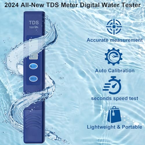 tds meter digital water testertds water testerwater tester for drinking water with 0-9990 ppm - reliable and accurate - use for homeaquariumspoolshand heldblue1pack