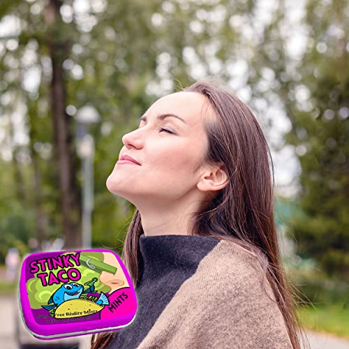 Funny Statement Mints - Breath Fresheners For Adults - Mens Gag Gifts, Stocking Stuffers, Candy Basket Fillers - Sugar-Free - Pocket-Size Metal Tins (Stinky Taco) #TOP4