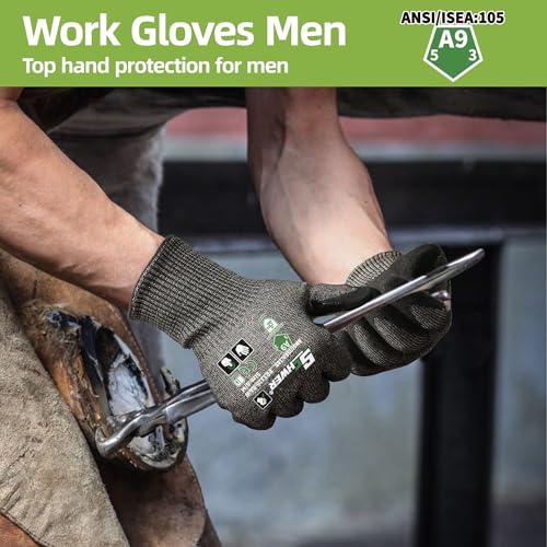 Schwer ProGuard High Level Cut Resistant Work Gloves for Extreme Protection, ANSI A9 Cut Gloves with Reinforced Thumb, Non Slip, Breathable, Durable, Touch-screen, Black 1 Pair（L 3326 — view 5