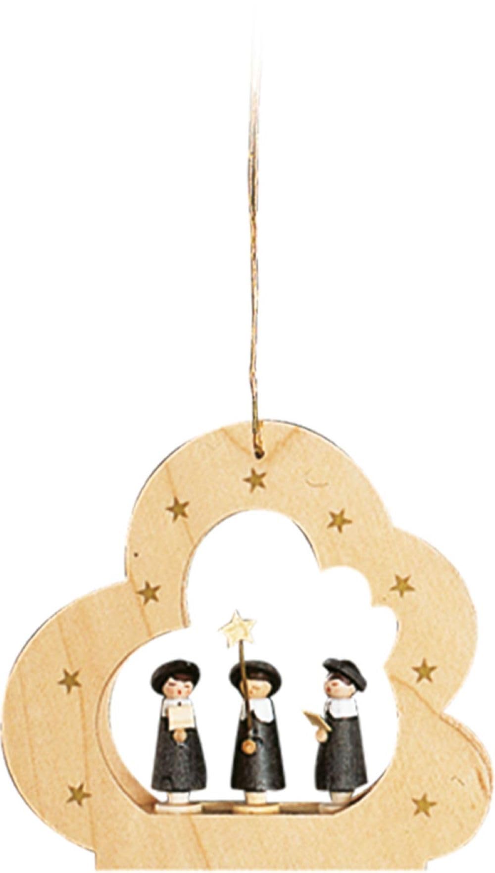 Nuage de décoration d'arbre de Noël chanteurs de Seiffen bois 9cm