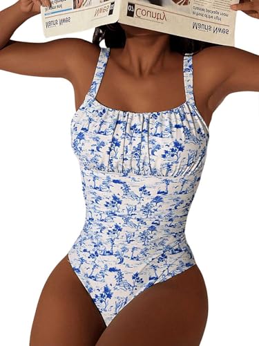Women's Boho Floral Print One Piece Swimsuit Y2K Bathing Suits Swimwear Beachwear3