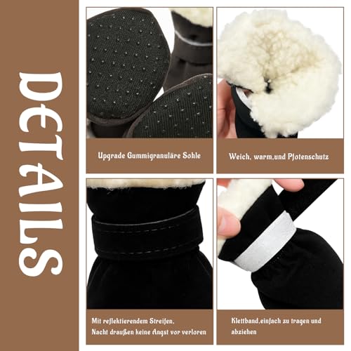 DqiUnaX Hundeschuhe Pfotenschutz Outdoor, 4 Paar wasserdichte Hundeschuhe Für Verletzungen, Hunde Schuhe Outdoor Für Kleine Hunde, Größe S (4 cm)