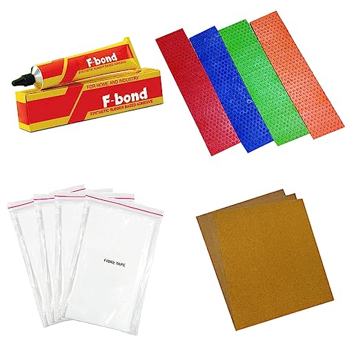 Image of Sug Cricket Bat Toe Guard Set (5 Pcs) with 1 F-Bond, 4 Pcs Scuff Sheet & 4 Pcs Sand Paper for Full-Size Cricket Bat Protection - Durable, Reliable, Essential Accessories for Bat Maintenance
