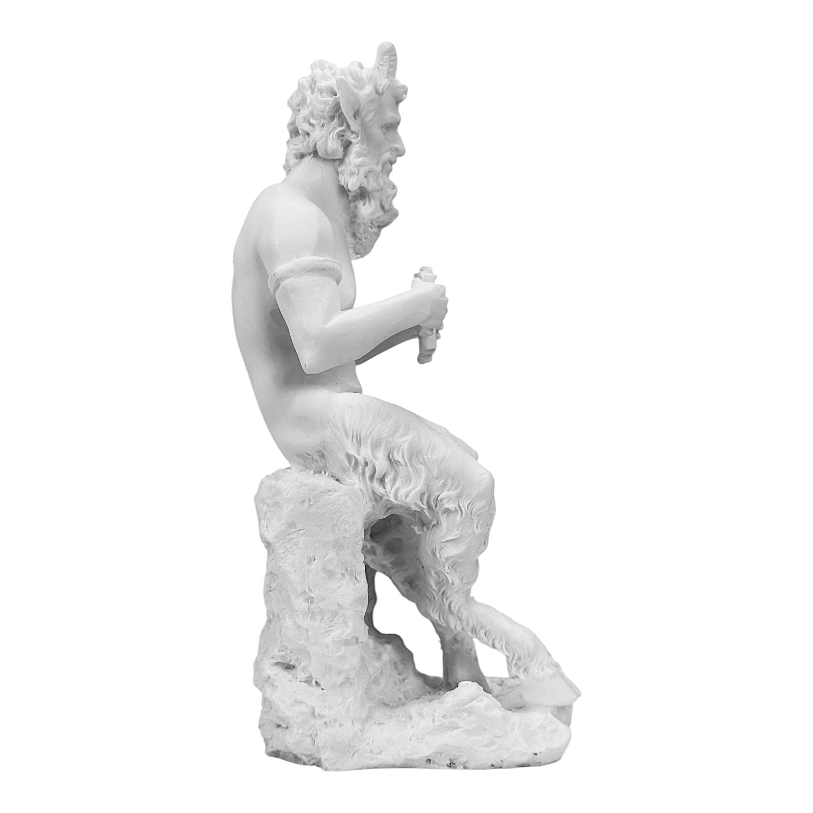 Pan Griechischer Gott Satyr Figur spielt Flöte - handgefertigte griechische Mythologie Statue - gegossene Marmorskulptur