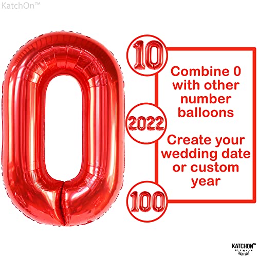 Image of KatchOn Red 0 Balloon Number 40 Inch