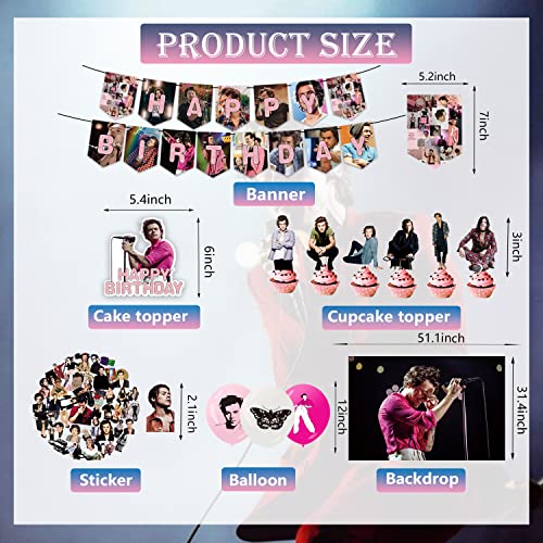 Singer Birthday Party Supplies For Fans Girls, Band Party Decorations Included Happy Birthday Banner, Backdrop, Balloons, Cake Topper, Cupcake Topper, Sticker, Music Star Birthday Party Decor #TOP3