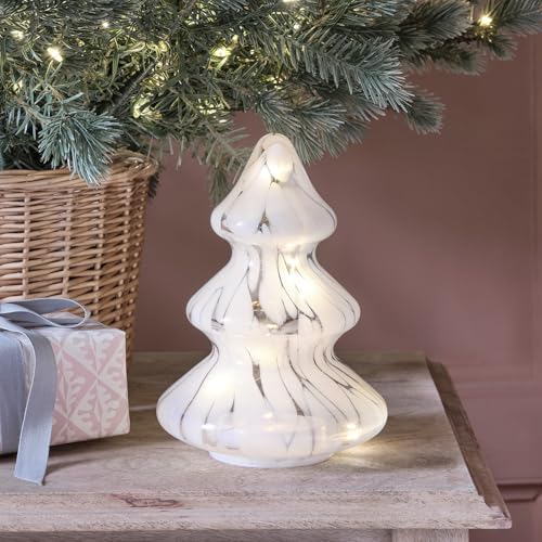 Lights4fun LED Weihnachtsbaum Glas Mini Tannenbaum warmweiß Batterie...