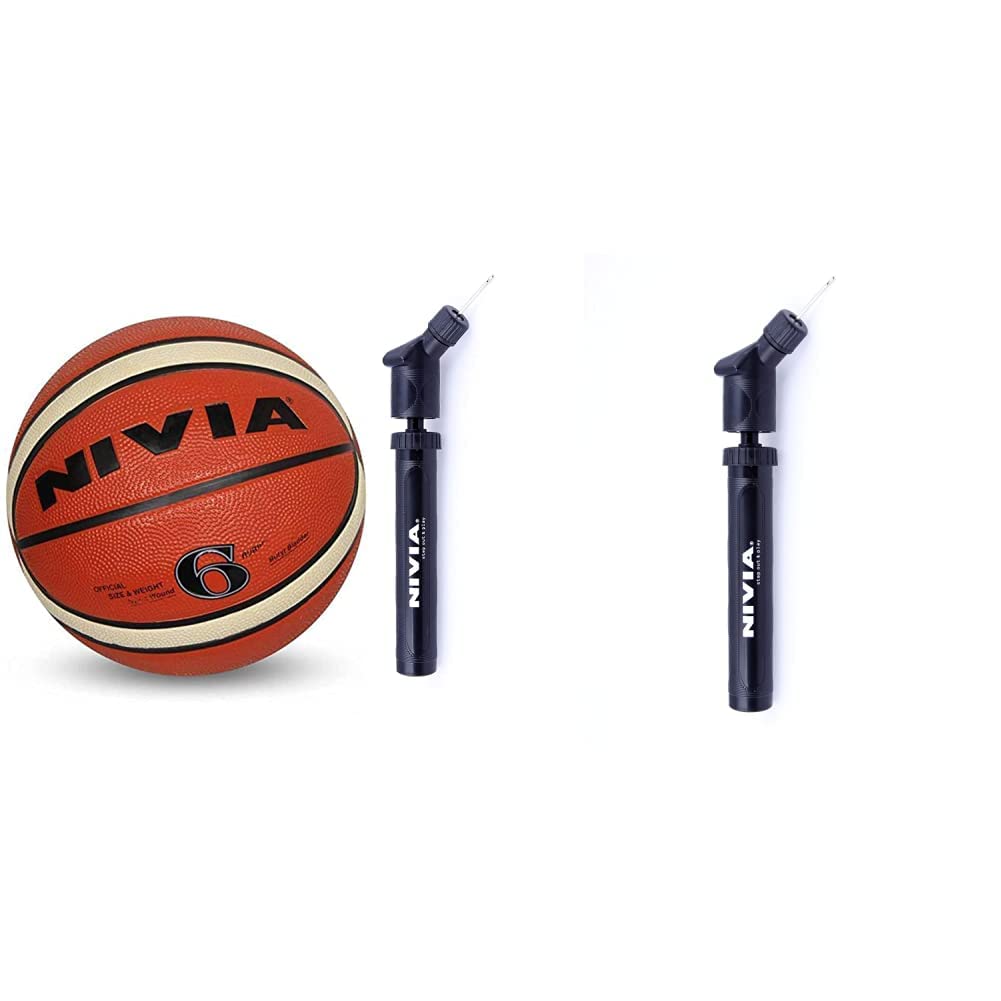 Nivia Engraver Basketball, Size 6 (Red) and Nivia Ball Pump Double Action